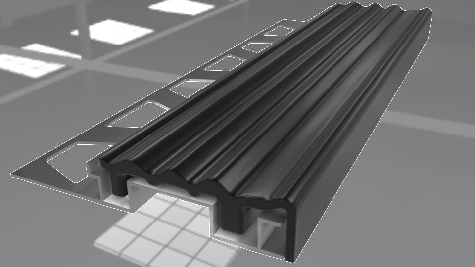 Siyah Lastikli Merdiven Basamak Profili ALM+PVC